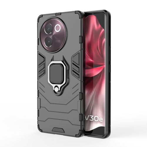 For vivo V30E 5G Shockproof PC + TPU Holder Phone Case(Black)