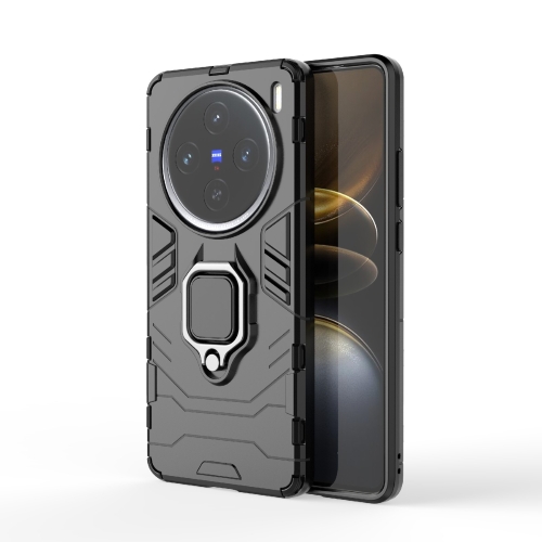 

For vivo X100S Shockproof PC + TPU Holder Phone Case(Black)