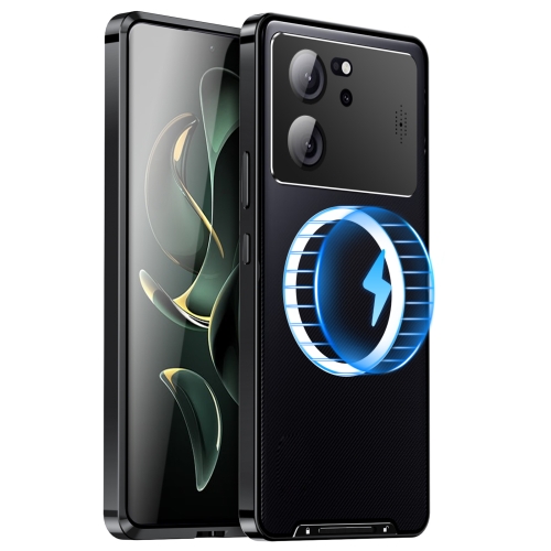 For Xiaomi Redmi K60 Ultra / 13T / 13T Pro Aromatherapy Magnetic Metal Phone Case(Black) for xiaomi redmi k60 ultra 13t 13t pro aromatherapy magnetic metal phone case black