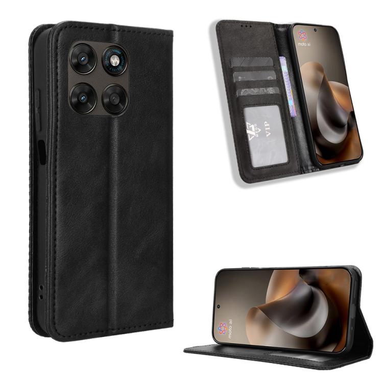 For Motorola Moto G Max / G87 / G67 / G77 5G Magnetic Buckle Retro Texture Leather Phone Case(Black)