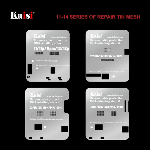 

Kaisi LCD Screen IC BGA Reballing Stencil for iPhone 11 to 14 Pro Max