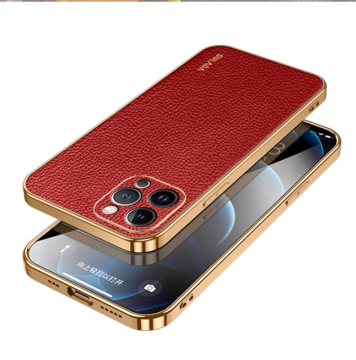 

For iPhone 15 Pro SULADA TPU + Litchi Texture Leather Phone Case(Red)