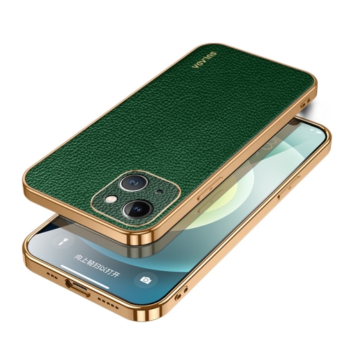 

For iPhone 15 Plus SULADA TPU + Litchi Texture Leather Phone Case(Green)
