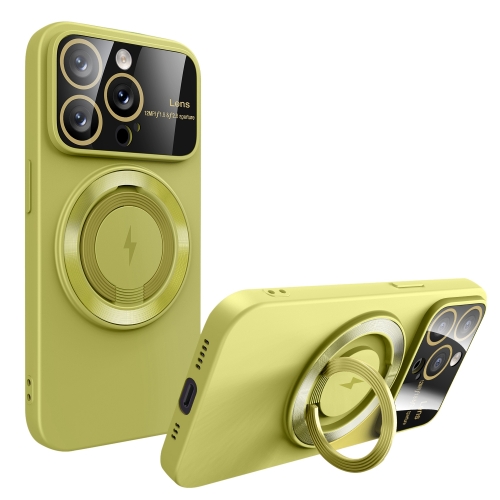 

For iPhone 13 Pro Large Window MagSafe Magnetic Holder Phone Case(Avocado Green)