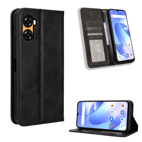 For UMIDIGI G3 / G3 Max / G3 Plus Magnetic Buckle Retro Texture Leather Phone Case(Black) for xiaomi redmi note 13 pro carbon fiber texture flip holder leather phone case brown