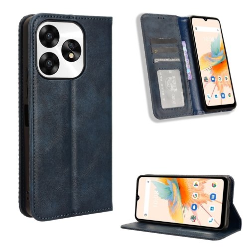 

For UMIDIGI A15 / A15C Magnetic Buckle Retro Texture Leather Phone Case(Blue)