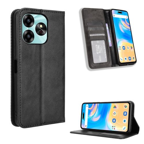 

For Umidigi G6 5G Magnetic Buckle Retro Texture Leather Phone Case(Black)