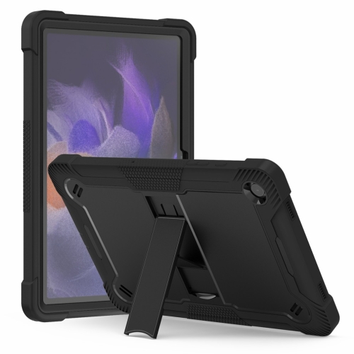 

For Samsung Galaxy Tab A9+ Shockproof Silicone Hybrid PC Tablet Case with Holder(Black)