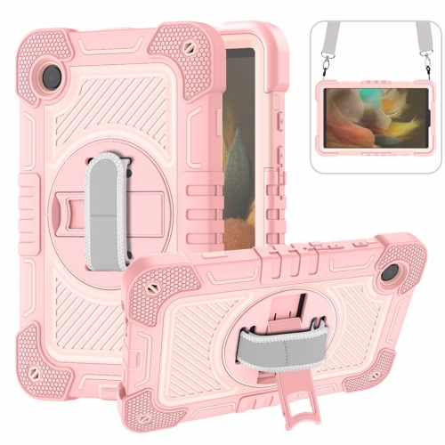 

For Samsung Galaxy Tab A9 360 Degree Rotation PC Contrast Silicone Tablet Case(Rose Gold)