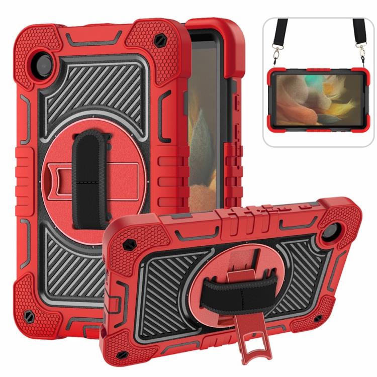 

For Samsung Galaxy Tab A11 360 Degree Rotation PC Contrast Silicone Tablet Case(Red + Black)