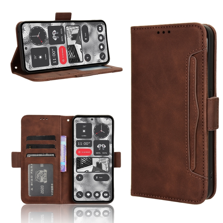 

For Nothing Phone 2 Skin Feel Calf Texture Card Slots Leather Phone Case(Brown)