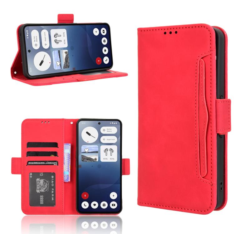 

For Nothing Phone 3a Skin Feel Calf Texture Card Slots Leather Phone Case(Red)