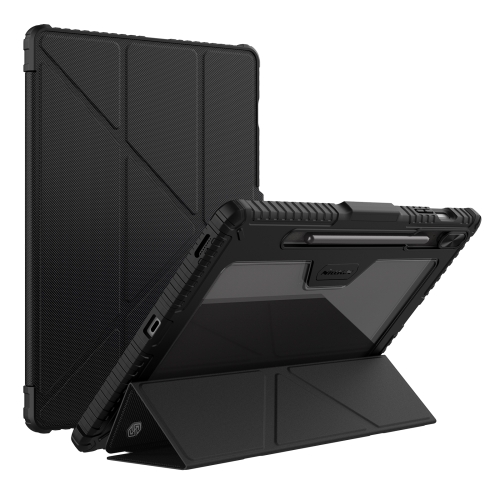 

For Samsung Galaxy Tab S9 FE+ NILLKIN Bumper Pro Multi-angle Folding Style Tablet Leather Case(Black)