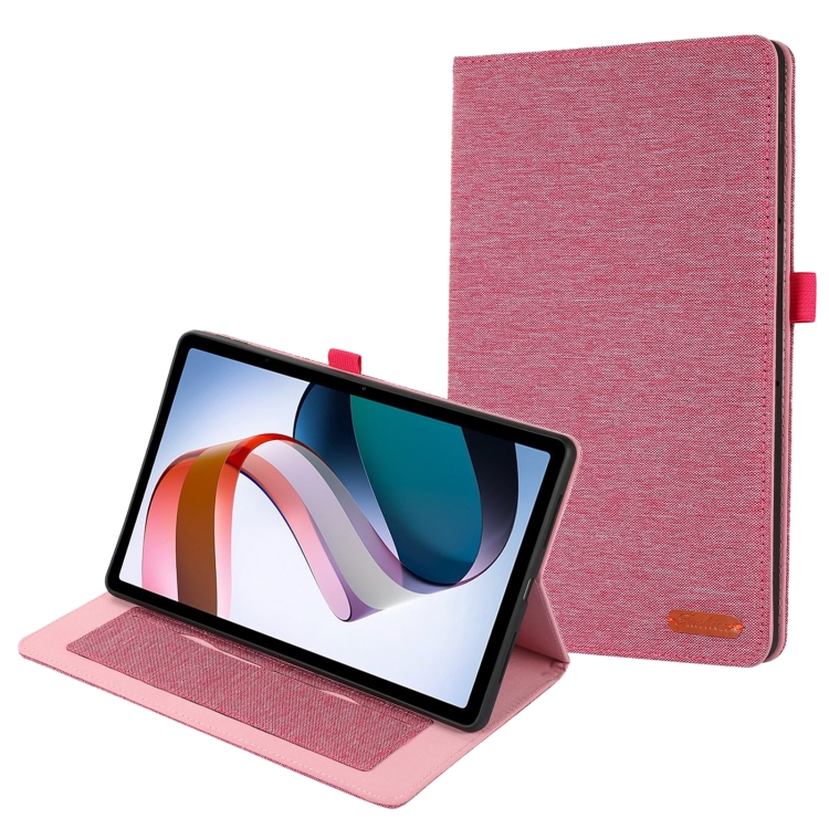 

For Xiaomi Redmi Pad SE Fabric Leather Tablet Case(Rose Red)