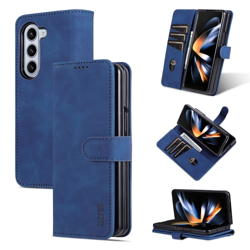 

For Samsung Galaxy Z Fold5 AZNS Skin Feel Calf Texture Flip Leather Phone Case(Blue)