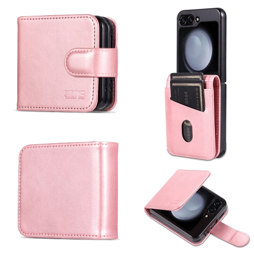 

For Samsung Galaxy Z Flip5 5G AZNS Skin Feel Calf Texture Flip Leather Phone Case(Rose Gold)