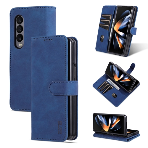 

For Samsung Galaxy Z Fold3 5G AZNS Skin Feel Calf Texture Flip Leather Phone Case(Blue)