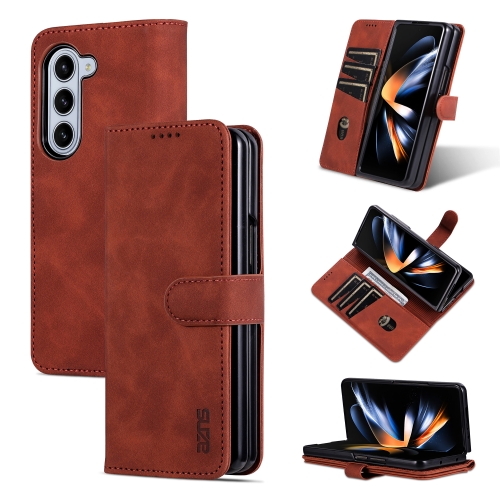 

For Samsung Galaxy Z Fold6 5G AZNS Skin Feel Calf Texture Flip Leather Phone Case(Brown)