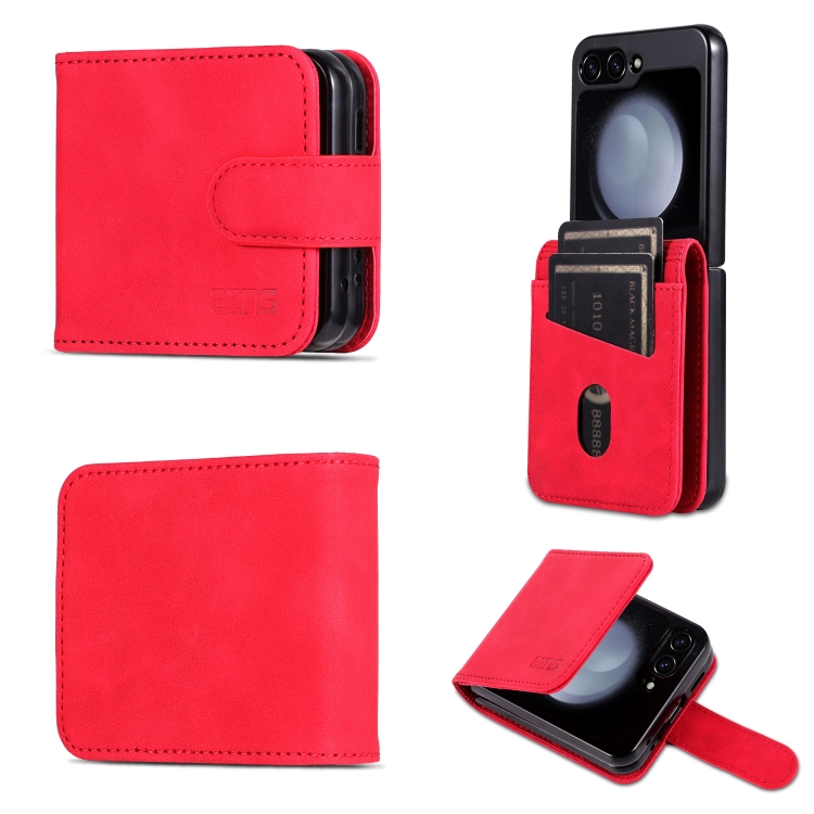 

For Samsung Galaxy Z Flip7 FE / Flip6 AZNS Skin Feel Calf Texture Flip Leather Phone Case(Red)