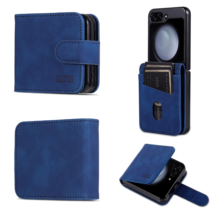 

For Samsung Galaxy Z Flip6 5G AZNS Skin Feel Calf Texture Flip Leather Phone Case(Blue)