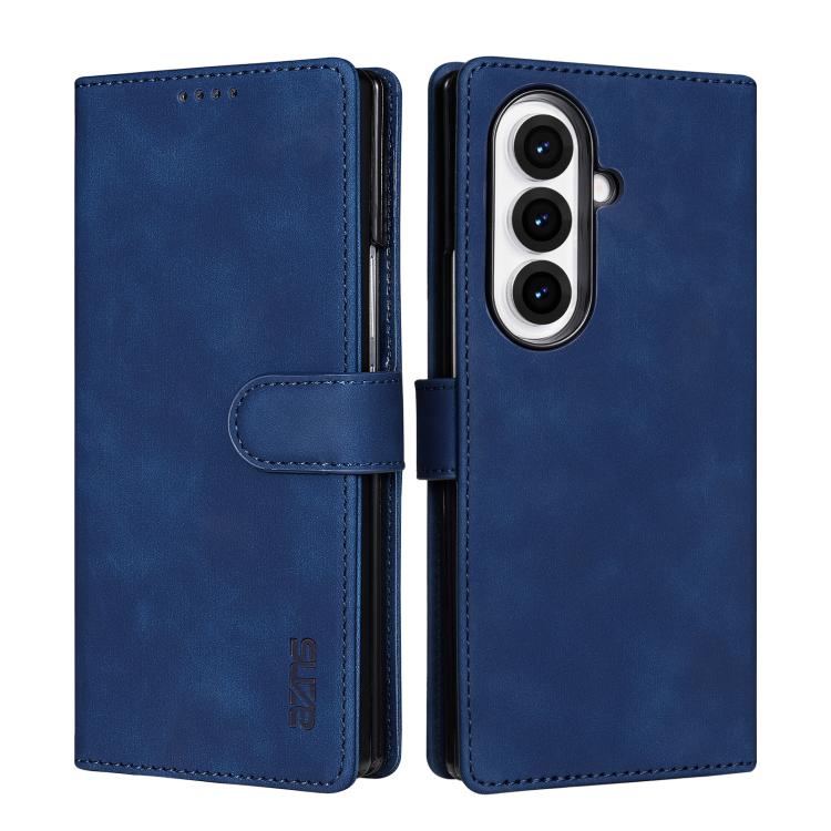 

For Samsung Galaxy Z Fold7 5G AZNS Skin Feel Calf Texture Flip Leather Phone Case(Blue)