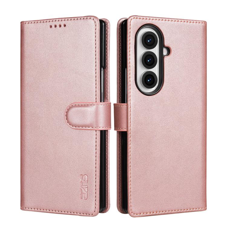 

For Samsung Galaxy Z Fold7 5G AZNS Skin Feel Calf Texture Flip Leather Phone Case(Rose Gold)