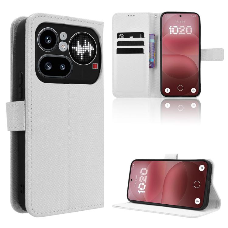 

For Nothing Phone 4a Pro Diamond Texture Leather Phone Case(White)