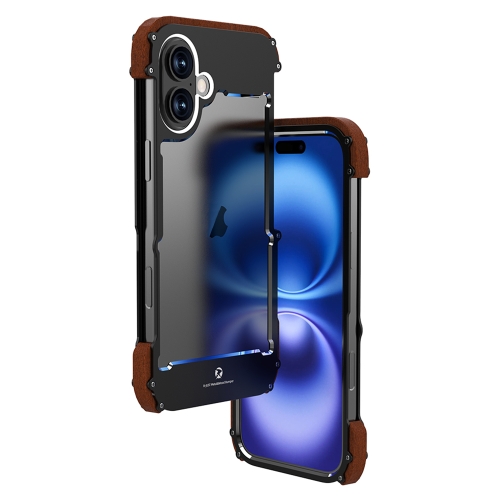 

For iPhone 16 Plus R-JUST Ironwood Generation Metal Hybrid Wood Phone Case