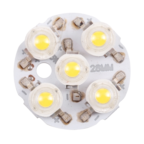 

5W 5 LEDs Module Lamp Ceiling Lighting Source 28mm, DC15V(Warm White Light)