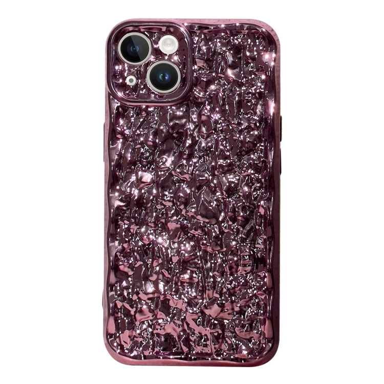 

For iPhone 14 Electroplated 3D Stone Texture TPU Phone Case(Rose Gold)