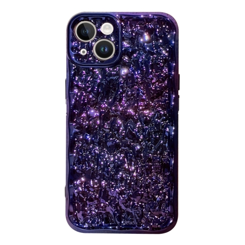 

For iPhone 14 Electroplated 3D Stone Texture TPU Phone Case(Dazzling Purple)