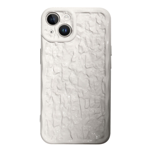 

For iPhone 14 Electroplated 3D Stone Texture TPU Phone Case(White)