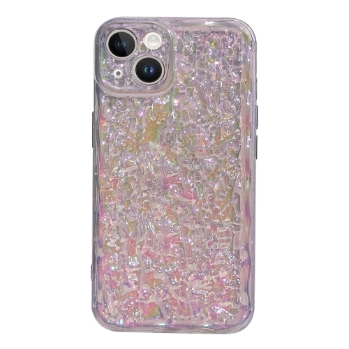 

For iPhone 14 Electroplated 3D Stone Texture TPU Phone Case(Transparent)