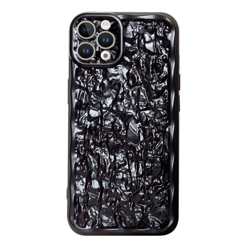 

For iPhone 14 Pro Electroplated 3D Stone Texture TPU Phone Case(Black)