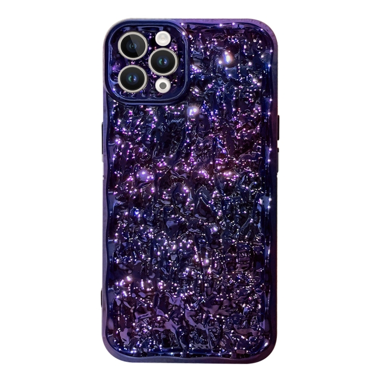 

For iPhone 14 Pro Electroplated 3D Stone Texture TPU Phone Case(Dazzling Purple)