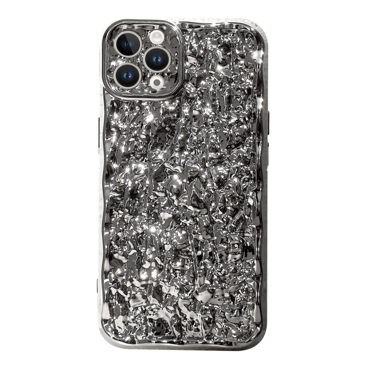

For iPhone 14 Pro Electroplated 3D Stone Texture TPU Phone Case(Silver)