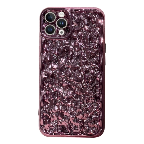 

For iPhone 13 Pro Max Electroplated 3D Stone Texture TPU Phone Case(Rose Gold)