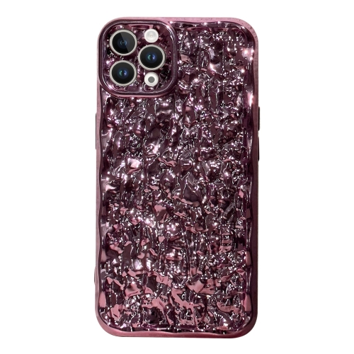 

For iPhone 13 Pro Electroplated 3D Stone Texture TPU Phone Case(Rose Gold)