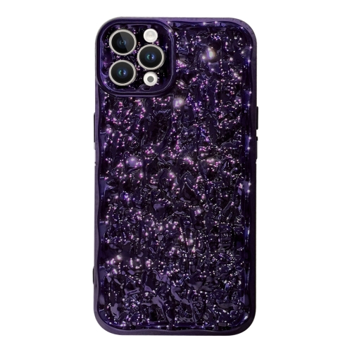 

For iPhone 13 Pro Electroplated 3D Stone Texture TPU Phone Case(Dark Purple)