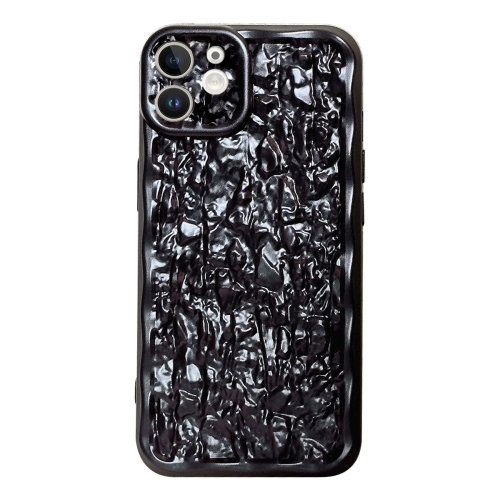 

For iPhone 12 Electroplated 3D Stone Texture TPU Phone Case(Black)