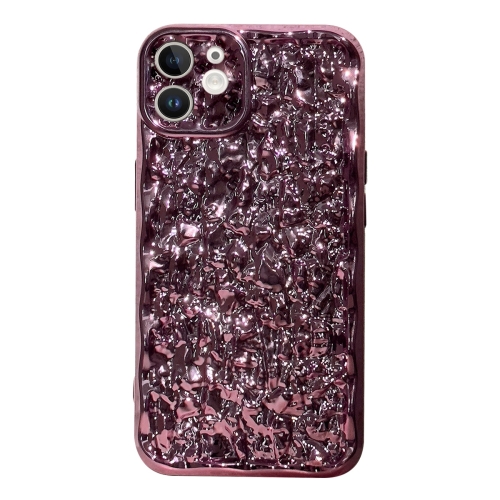 

For iPhone 12 Electroplated 3D Stone Texture TPU Phone Case(Rose Gold)