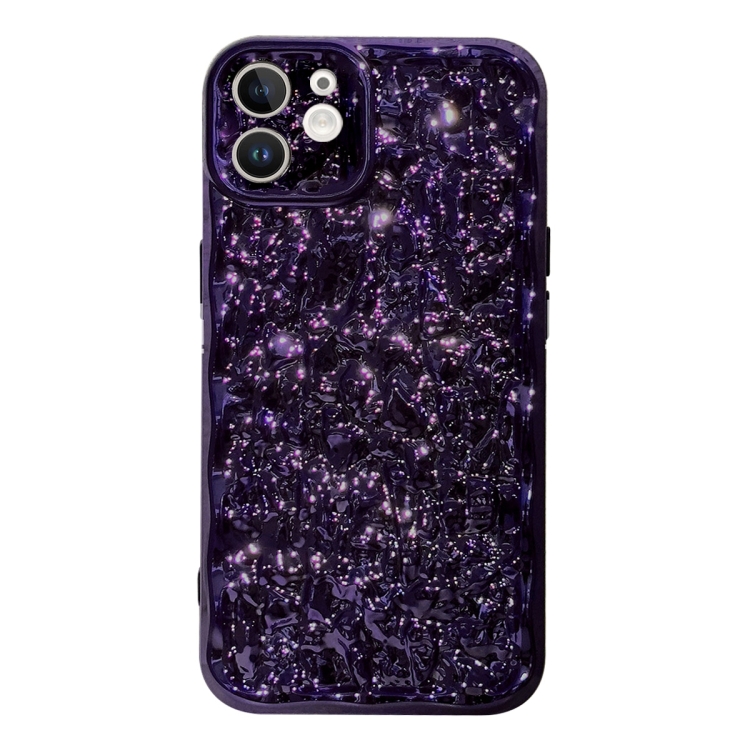 

For iPhone 12 Electroplated 3D Stone Texture TPU Phone Case(Dark Purple)