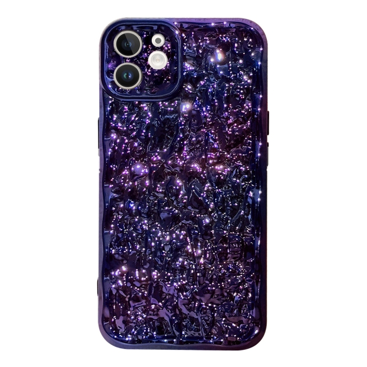 

For iPhone 12 Electroplated 3D Stone Texture TPU Phone Case(Dazzling Purple)