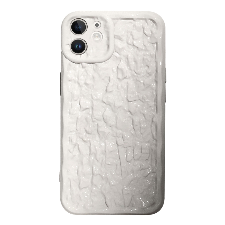 

For iPhone 12 Electroplated 3D Stone Texture TPU Phone Case(White)