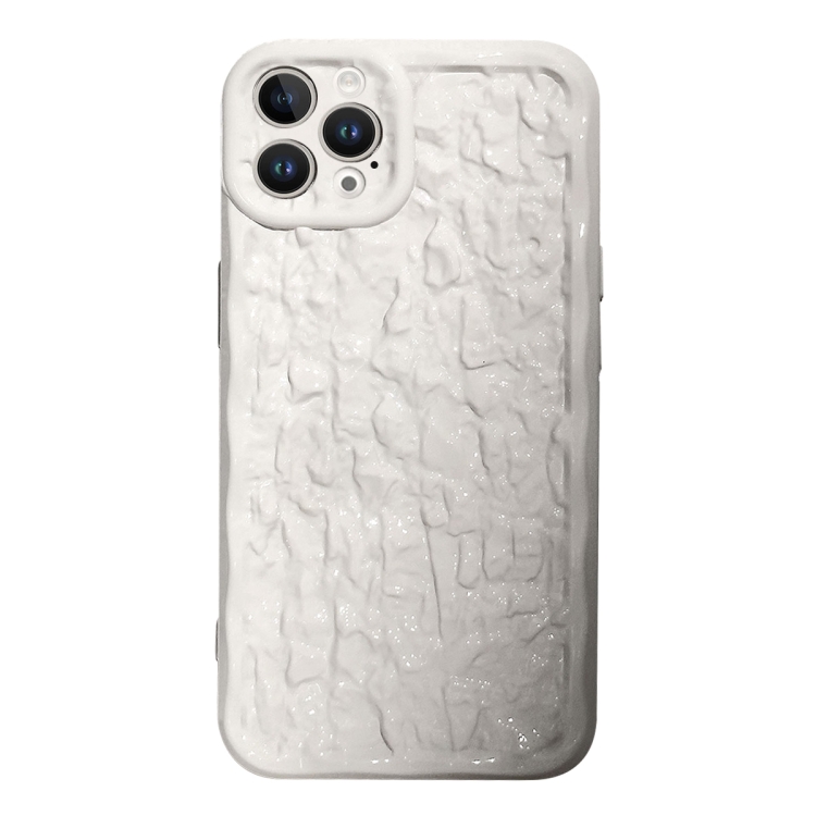 

For iPhone 12 Pro Electroplated 3D Stone Texture TPU Phone Case(White)