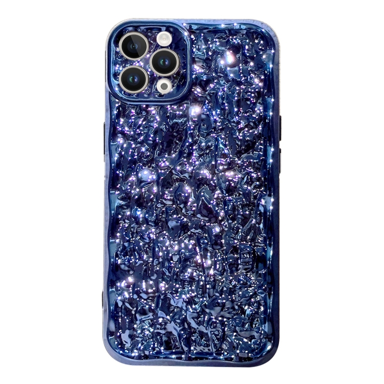 

For iPhone 11 Pro Max Electroplated 3D Stone Texture TPU Phone Case(Blue)
