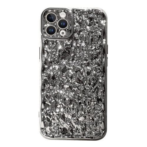 

For iPhone 11 Pro Max Electroplated 3D Stone Texture TPU Phone Case(Silver)