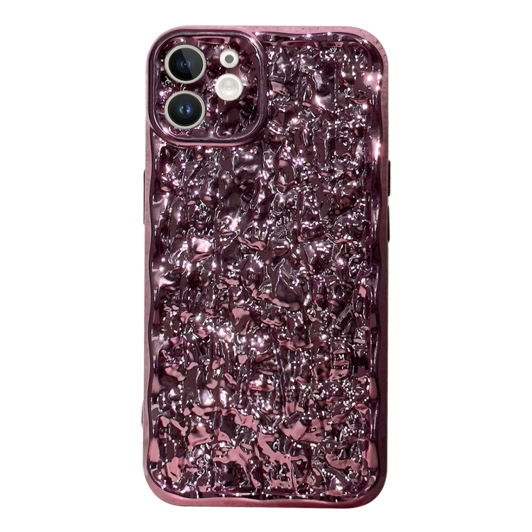 

For iPhone 11 Electroplated 3D Stone Texture TPU Phone Case(Rose Gold)