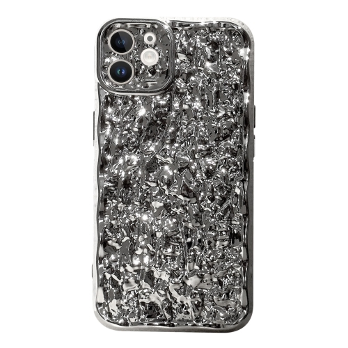 

For iPhone 11 Electroplated 3D Stone Texture TPU Phone Case(Silver)