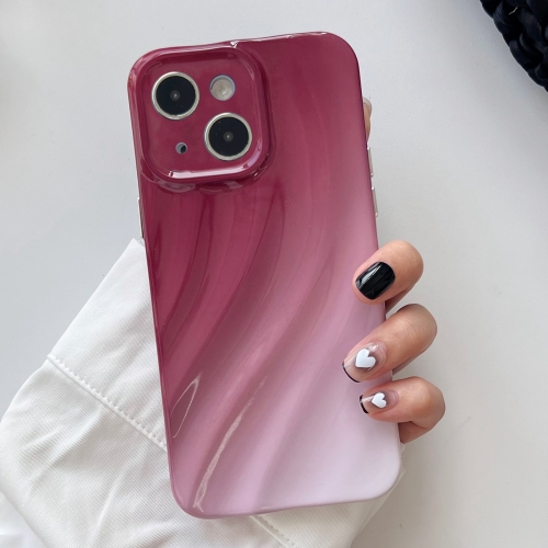 

For iPhone 14 Wave Texture Gradient Color TPU Phone Case(Wine Red-White)